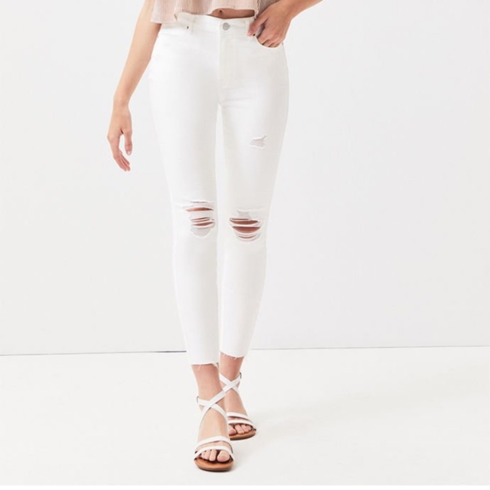Mid rise skinniest ankle ripped jeans